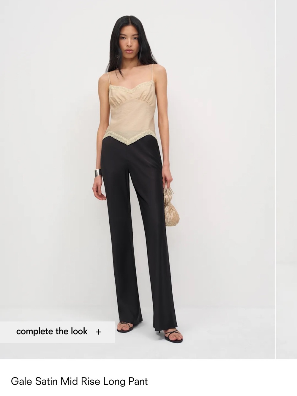 Reformation Black Wide Leg Satin Trousers
